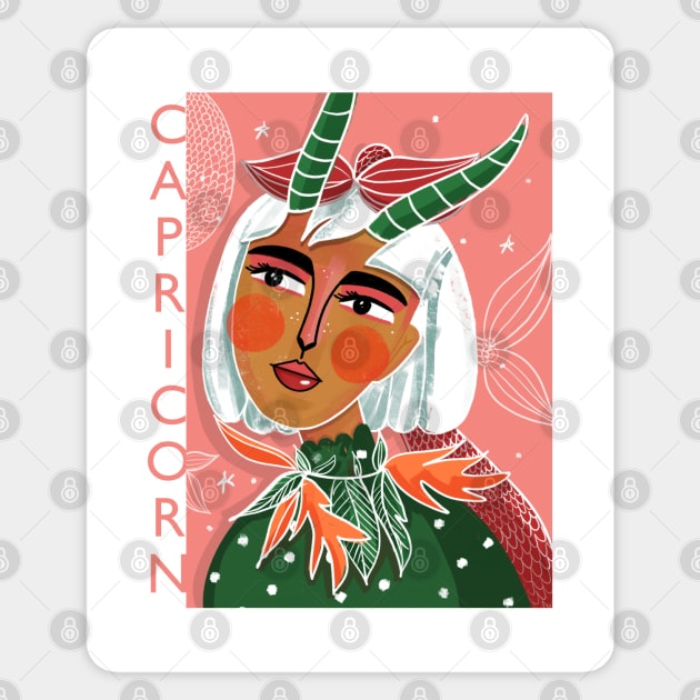 CAPRICORN GIRL Sticker by NICHOLACOWDERYILLUSTRATIONS 